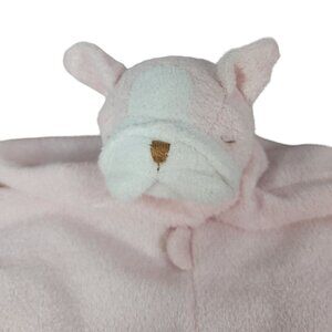 Angel Dear Bulldog Puppy Lovey Pink White 12" Knotted Corners Plush Sleeping Dog
